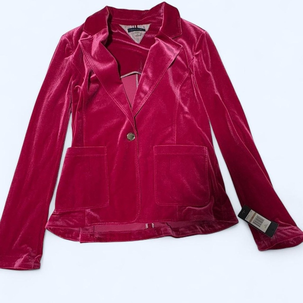 ❌SOLD❌NWT Tommy Hilfiger Women's Velvet Blazer in Deep Pink